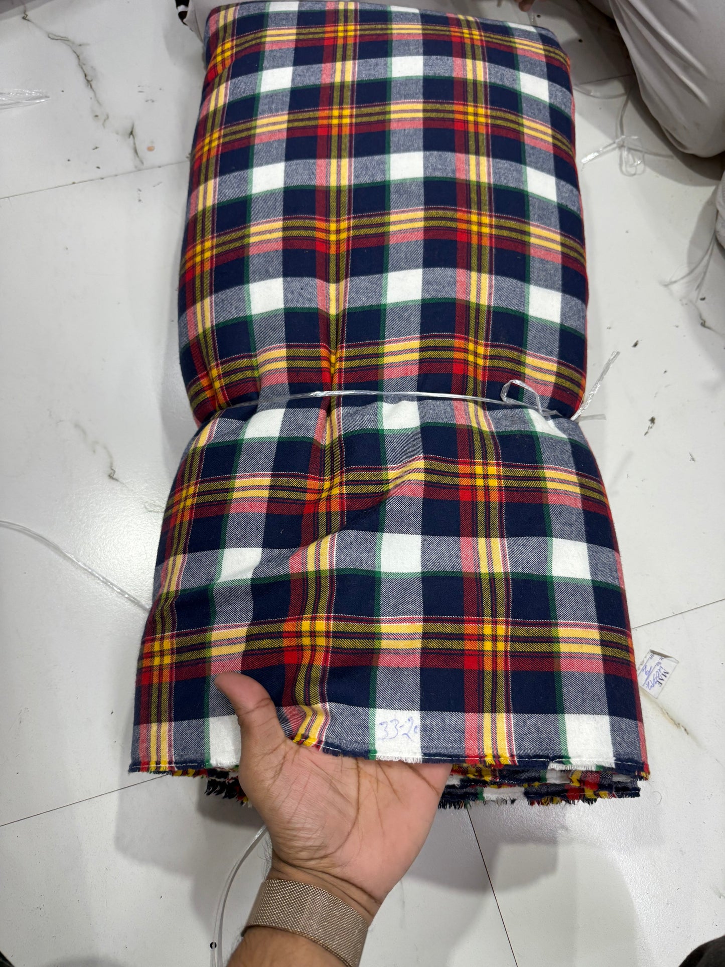 Buy Arvind Mill Cotton Twill Yellow Strip Check Fabric - MAF 
