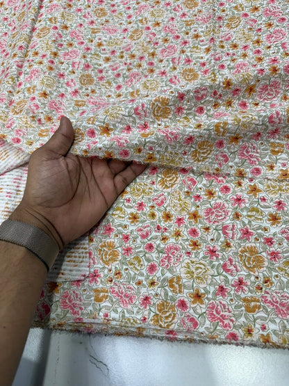 Buy Soft Cotton Seersucker Jacobean Printed Fabric
