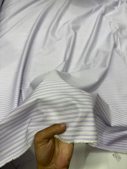 Buy Premium Cotton Poplin Lavender White Stripe Fabric
