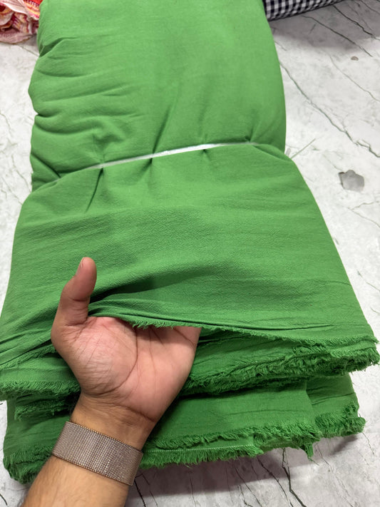 Buy Crimp Cotton Solid Pakistani Green Fabric - MAF 