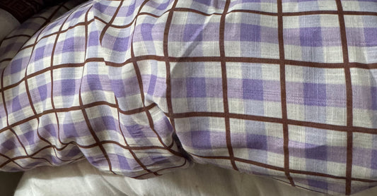 Buy Fine Mul Cotton Slub Lavender Check Fabric