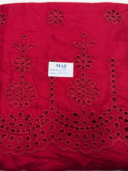 Buy Cutpiece Cotton Maroon Hakoba Cutwork Embroidered 60 Centimeter