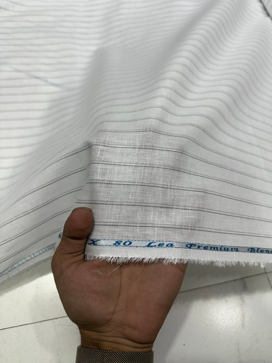 Buy 80 Lea Premium Linen White Grey Stripe Fabric