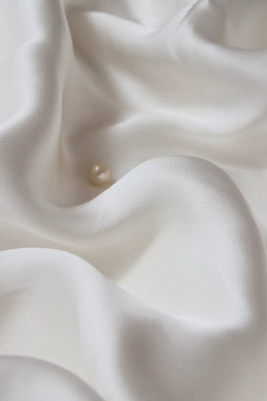 Buy Fine Premium Viscose Modal Satin Solid White Fabric - MAF 