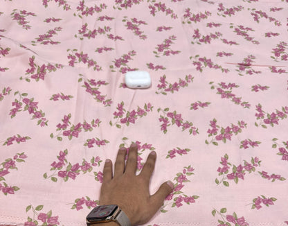 Buy Premium Cotton Linen Pink Floral Vine Print Fabric