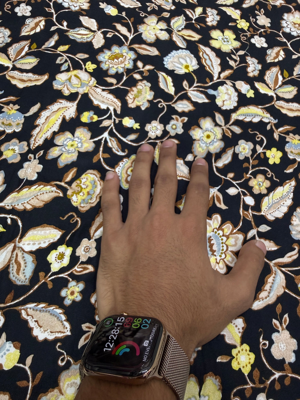 Buy Premium Rayon Black Base Dusty Blue Jacobean Printed Fabric