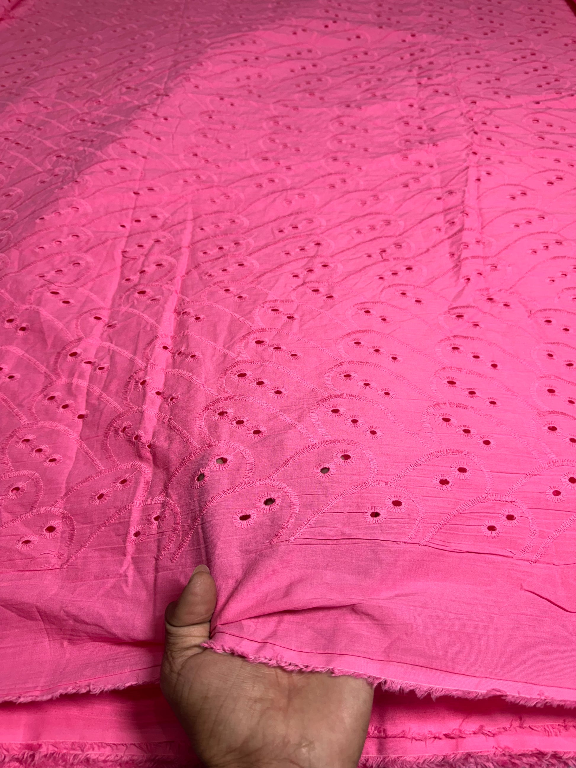 Buy Hakoba Pink Rare Shell Cutwork Fabric - MAF 