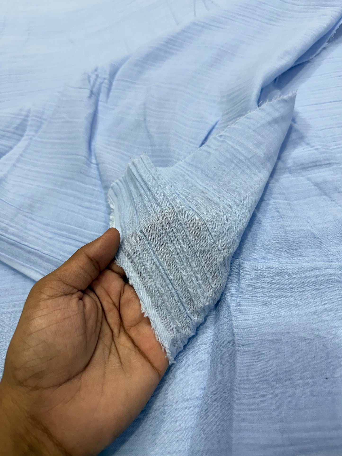 Buy Soft Cotton Double Cloth Solid Powder Blue Fabric