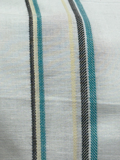 Buy Cotton Linen Grey Green Stripe Fabric