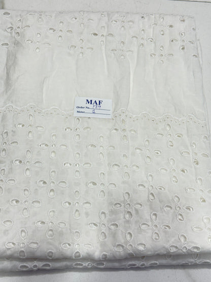 Buy Cutpiece White Hakoba With 4 Panel Cutwork 1 Meter