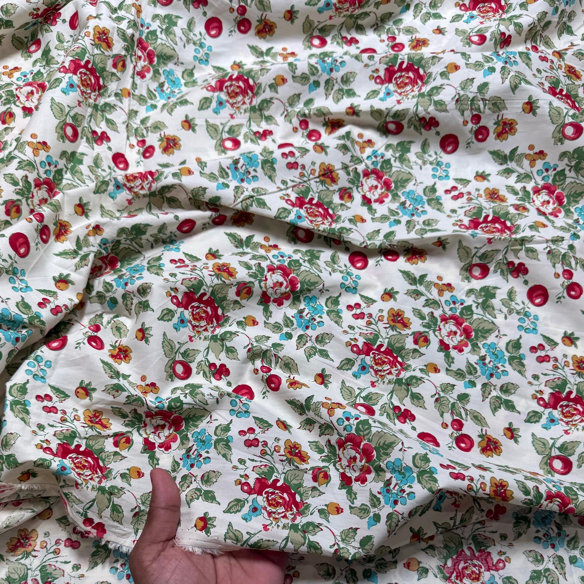 Buy Poplin Cherry Blossom Printed Fabric - MAF 
