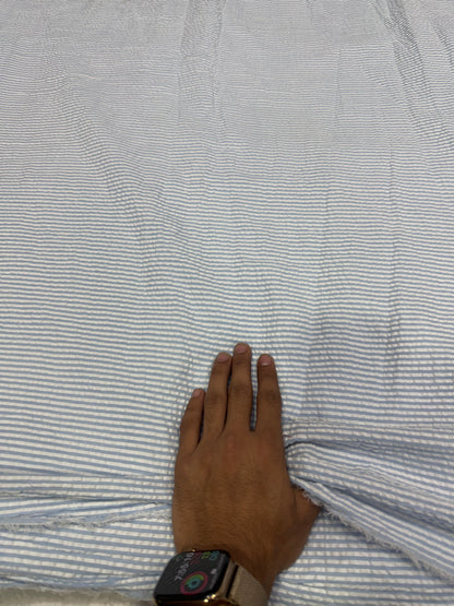 Buy Premium Seersucker Sky Blue Hairline Stripe Fabric