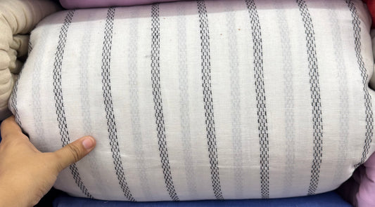 Buy Pure Linen Black Chain Stripe Fabric