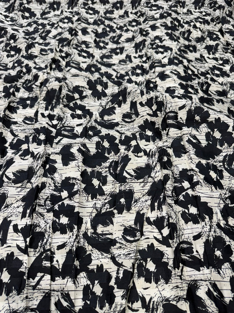 Buy Cotton Poplin Stripe Line Art Base Black Floral Printed Fabric