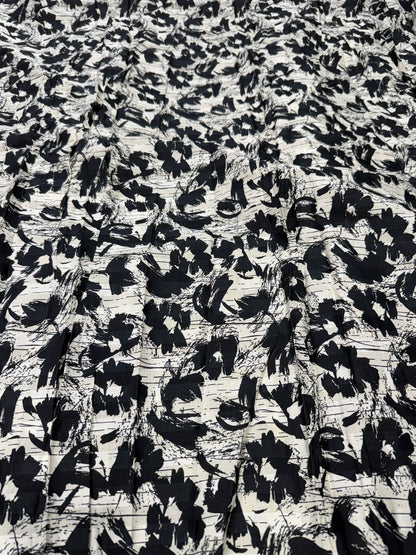 Buy Cotton Poplin Stripe Line Art Base Black Floral Printed Fabric