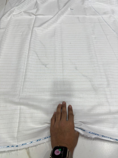 Buy 80 Lea Premium Linen White Fine Self Stripe Fabric
