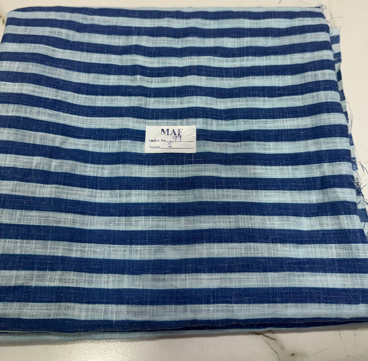 Buy Cutpiece Cotton Linen Soft Blue Stripe 1 Meter