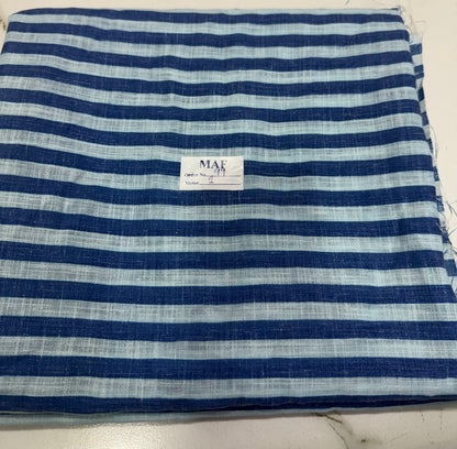 Buy Cutpiece Cotton Linen Soft Blue Stripe 1 Meter