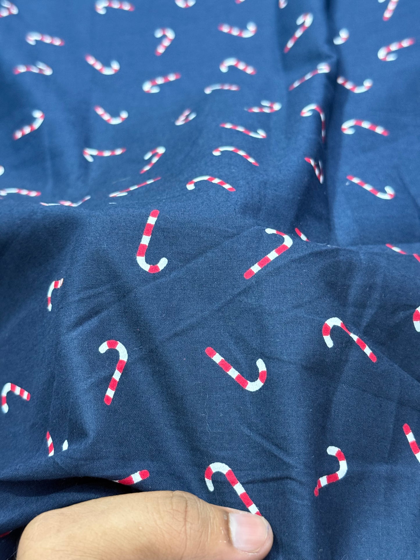 Buy Cotton Poplin Blue Base Candy Stick Printed Fabric
