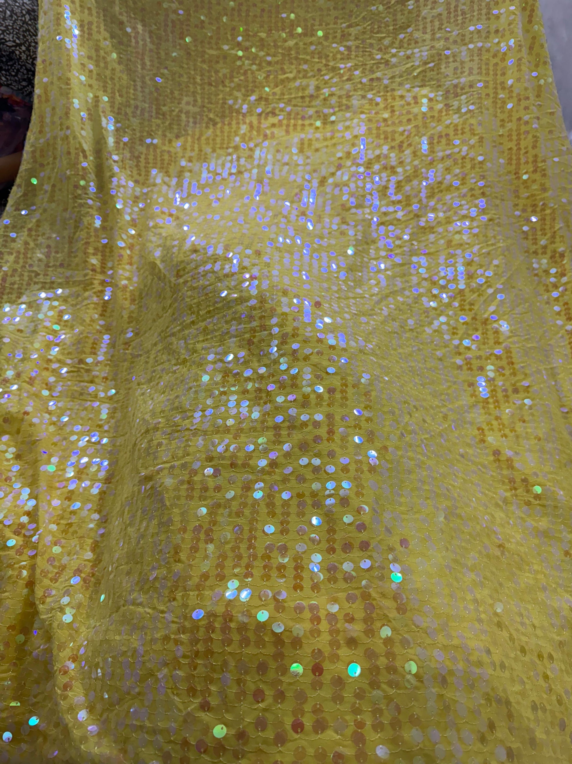 Buy Sequins Yellow Coloured Fabric - MAF 