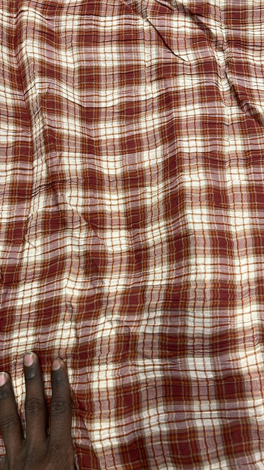 Buy Crushed Cotton Check Red Tint Fabric