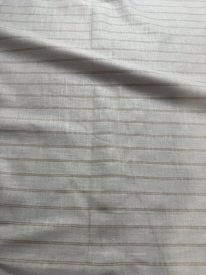 Buy 80 Lea Pure Linen Brown Double Line Stripe Shirting Fabric