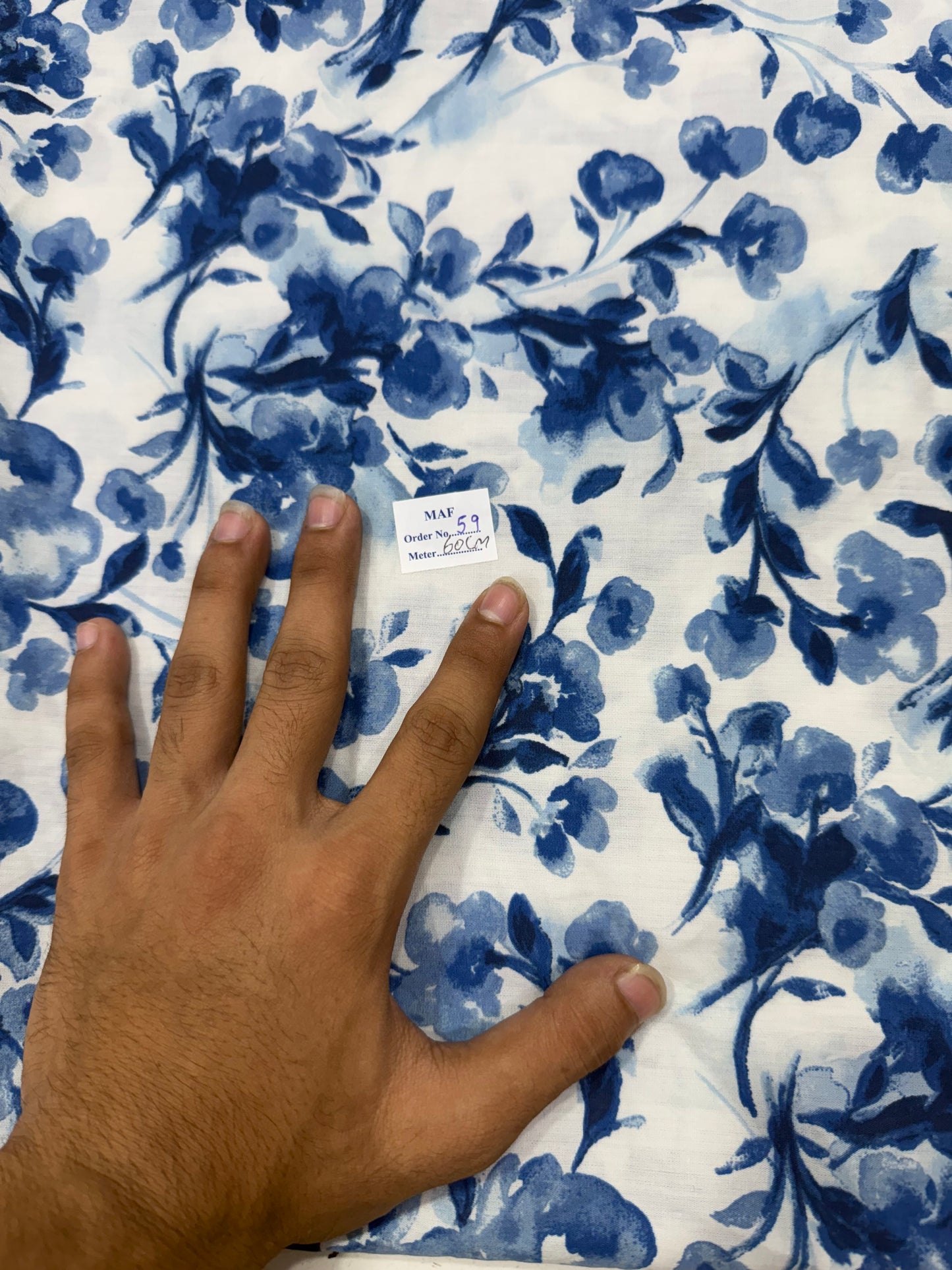 Buy Cutpiece Poplin Blue Flower Printed  60 Centimeter