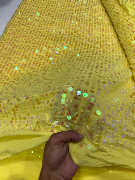 Buy Sequins Yellow Coloured Fabric