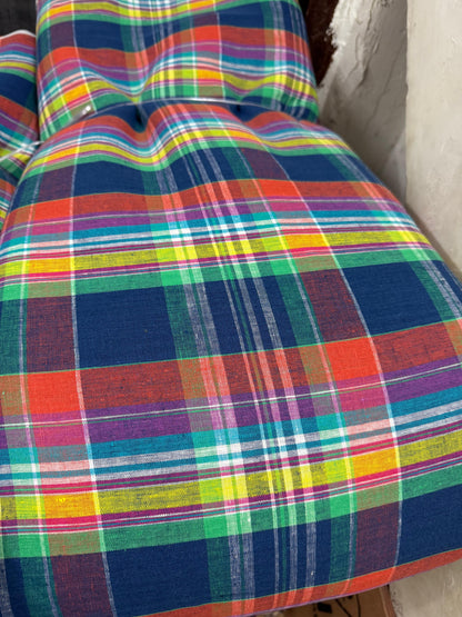 Buy Pure Linen Yarn Dyed Check Fabric - MAF 