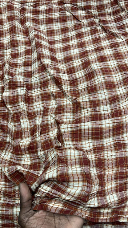 Buy Crushed Cotton Check Red Tint Fabric