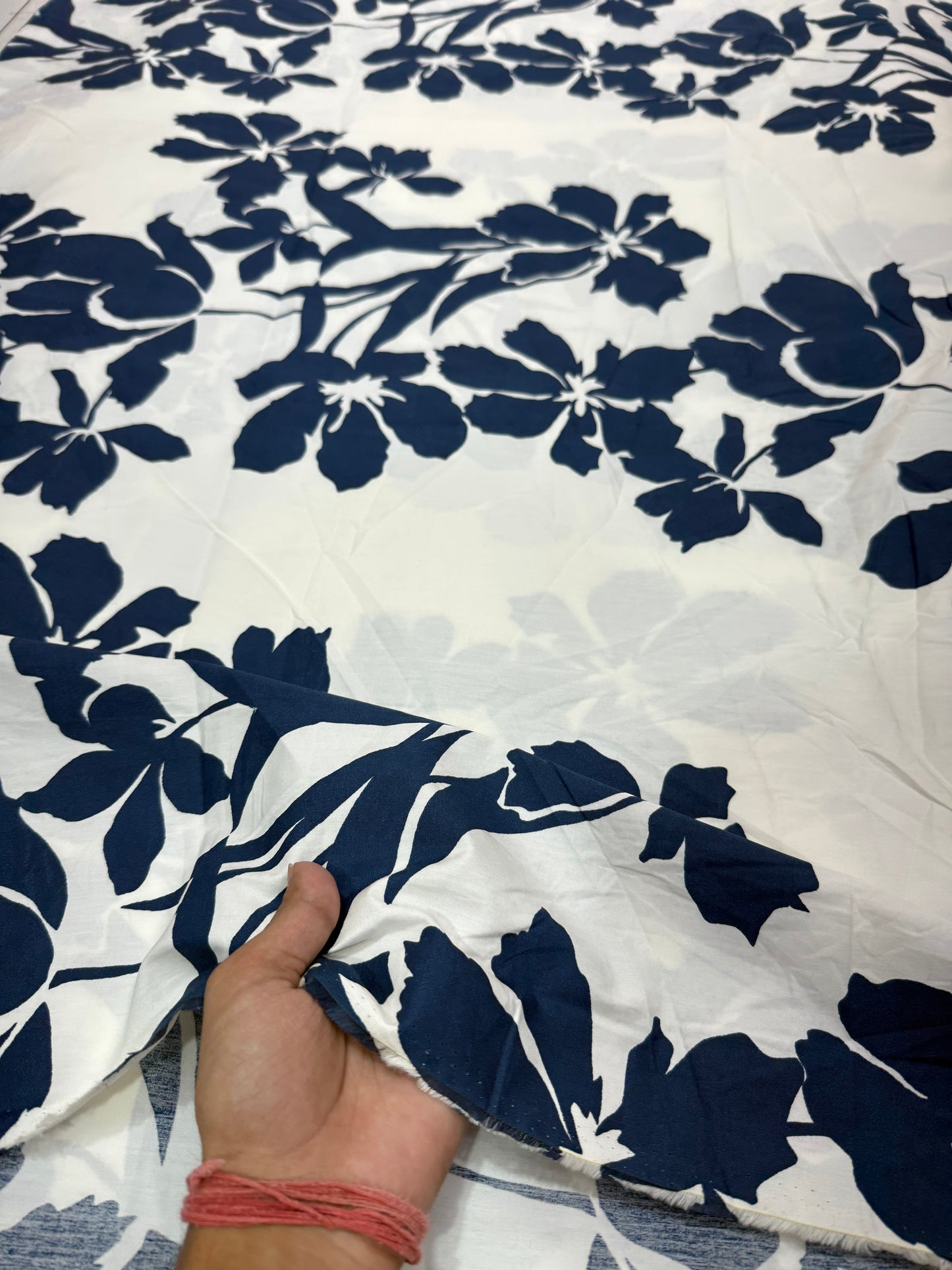 Buy Cotton Poplin Blue Flower Printed Fabric