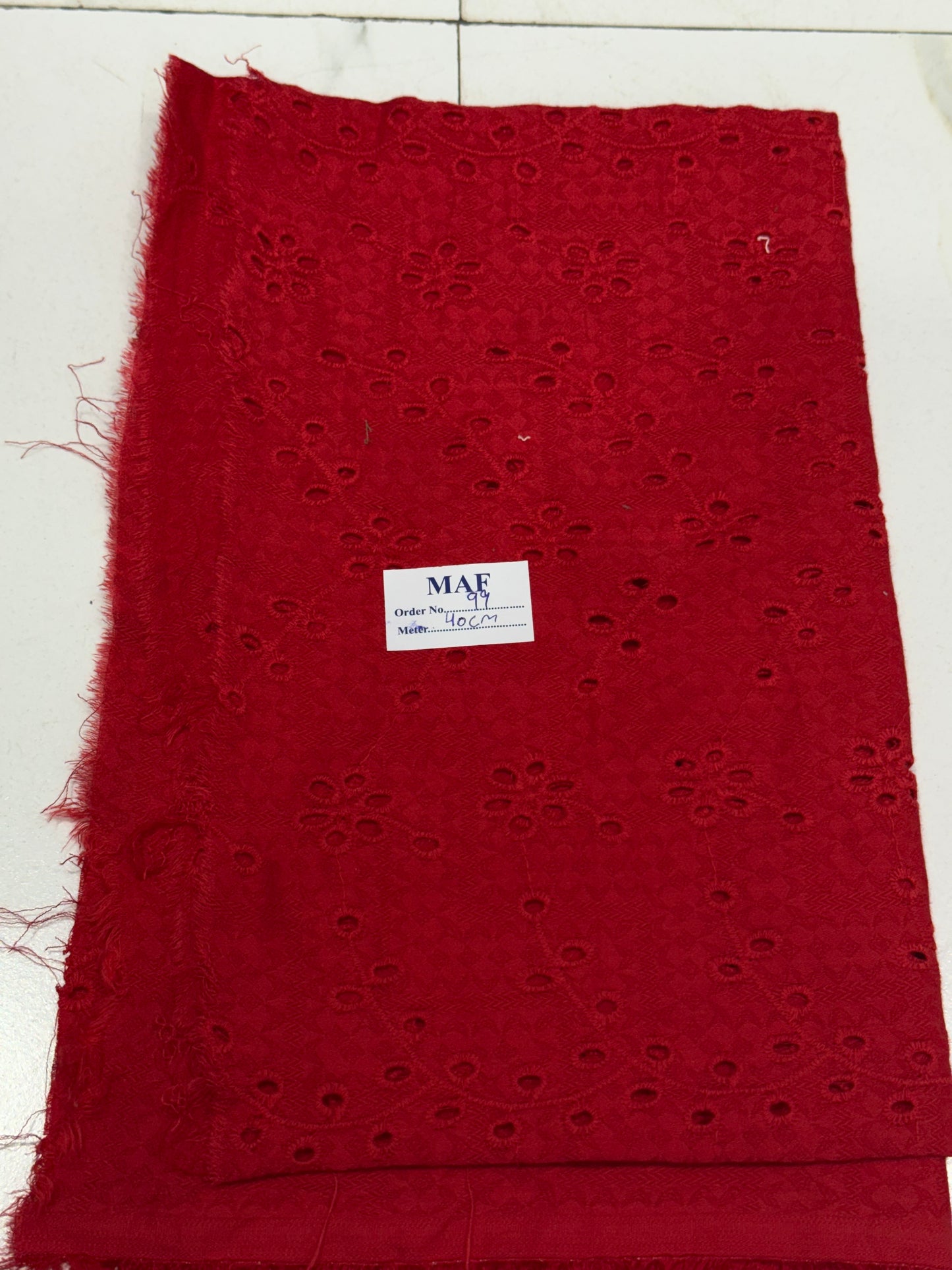 Buy Cutpiece Cotton Hakoba Red Arch Flower 40 Centimeter