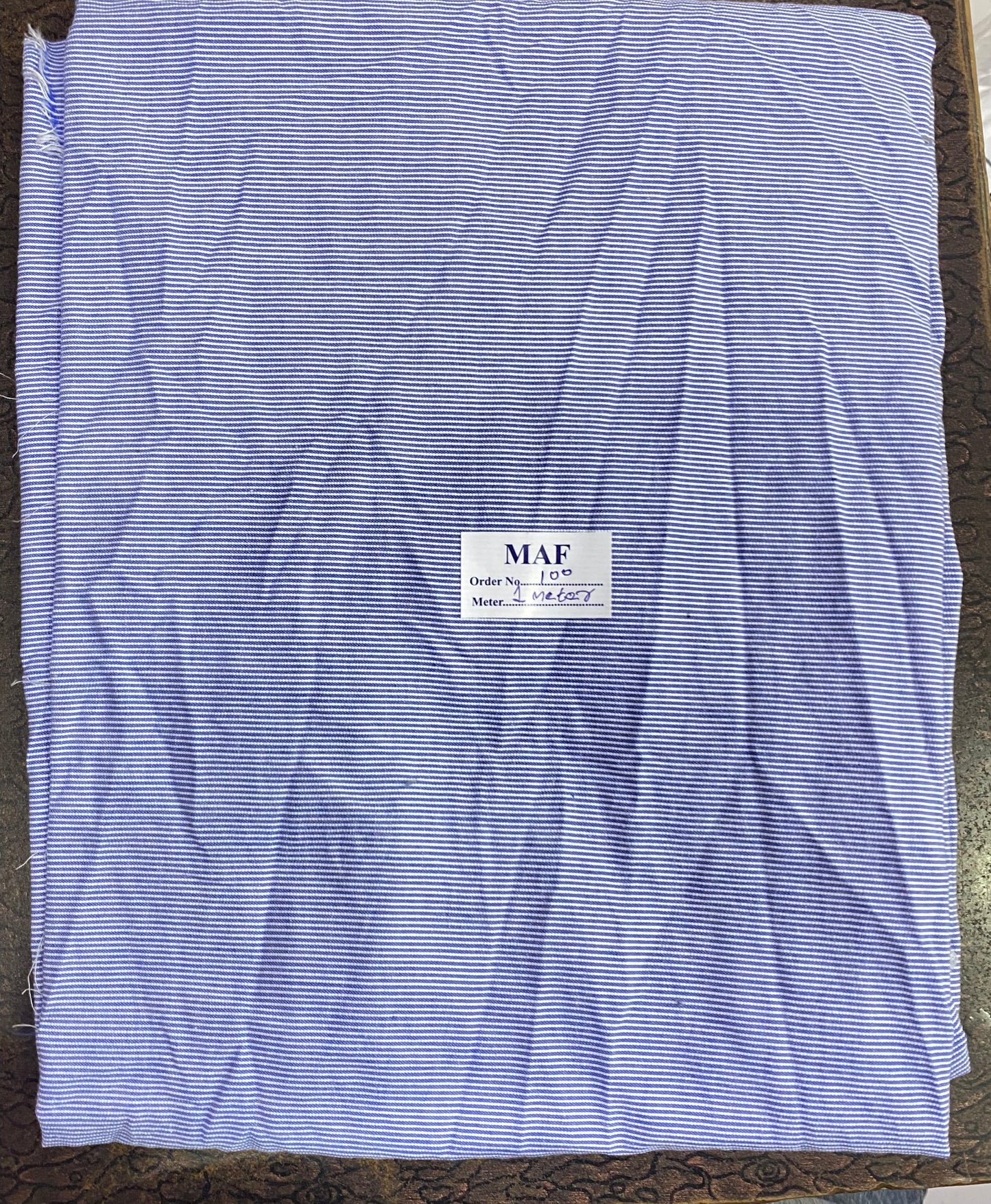 Buy Cutpiece Cotton Yarn Dyed Blue Thin Stripe Shirting Fabric 1 Meter