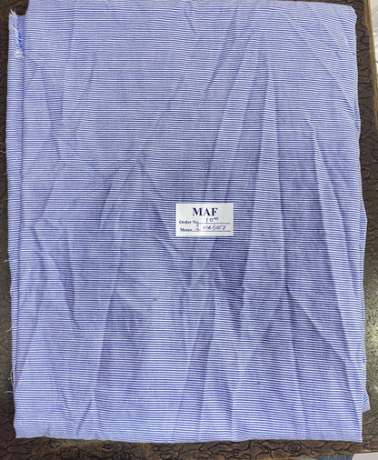 Buy Cutpiece Cotton Yarn Dyed Blue Thin Stripe Shirting Fabric 1 Meter