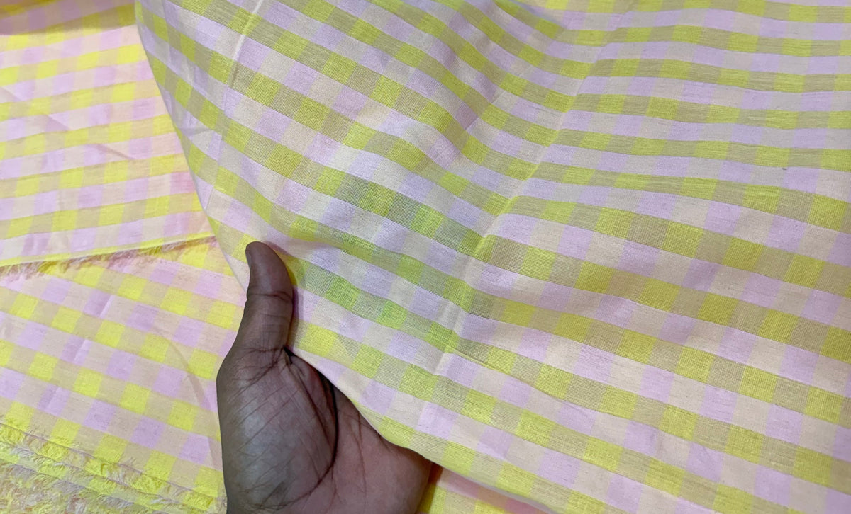 Buy Premium Seersucker Yellow Lavender Gingham Check Fabric