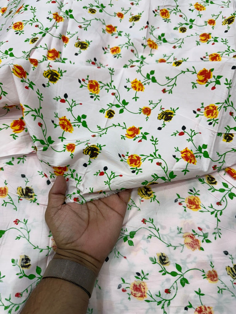 Buy Cotton Poplin Fire Flower Printed Fabric
