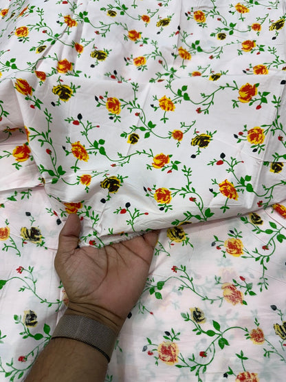 Buy Cotton Poplin Fire Flower Printed Fabric