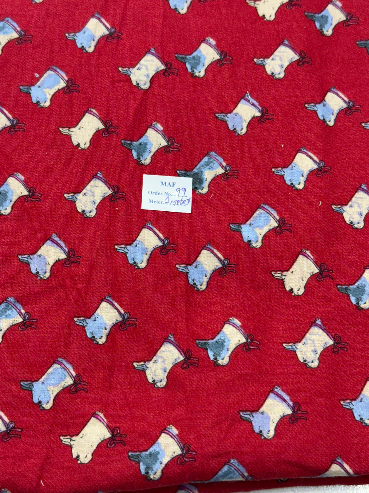 Buy Cutpiece Cotton Flannel Red Print 80 Meter