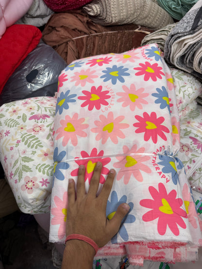 Buy Premium Mul Cotton Flowers Print Fabric