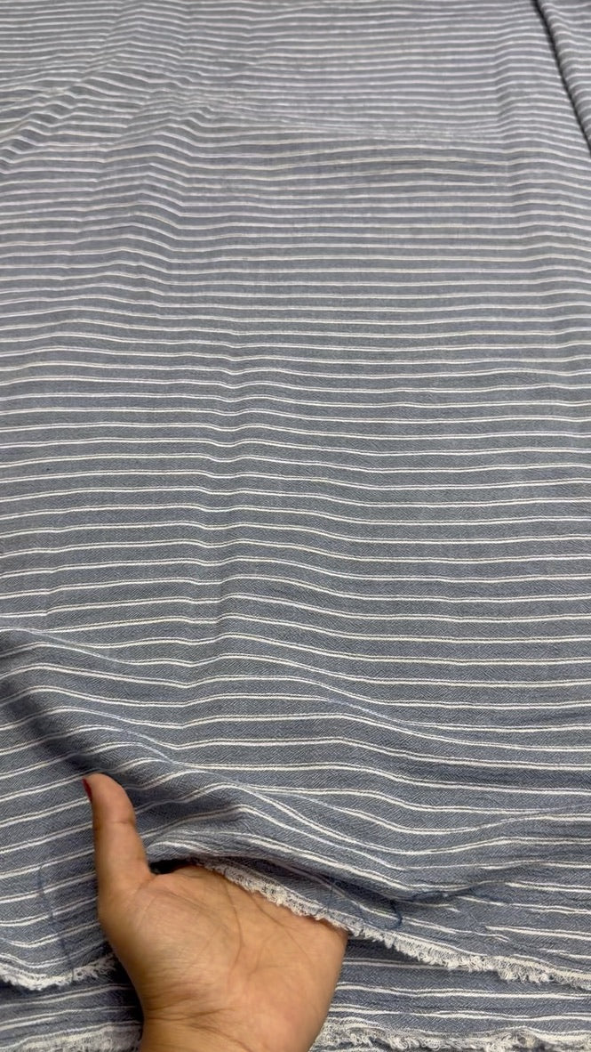 Buy Rayon Greyish Blue White Stripe Fabric