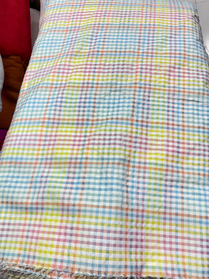 Buy Premium Seersucker Multicolor Gingham Fabric