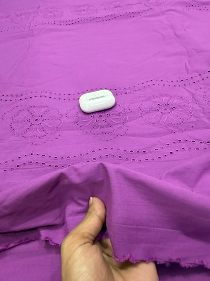 Buy Premium Cotton Cambric Schiffli Mauve Daisy Fabric