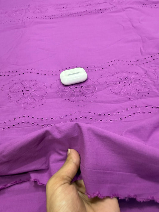 Buy Premium Cotton Cambric Schiffli Mauve Daisy Fabric