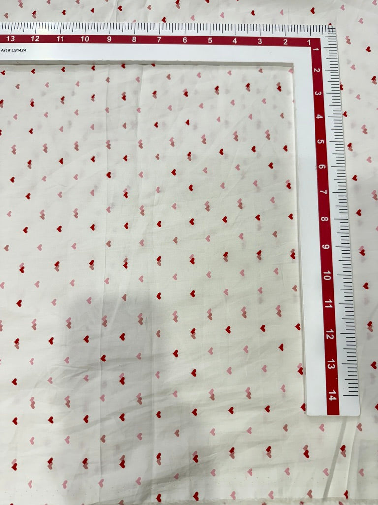 Buy Cotton Poplin White Base Tiny Dual Heart Fabric