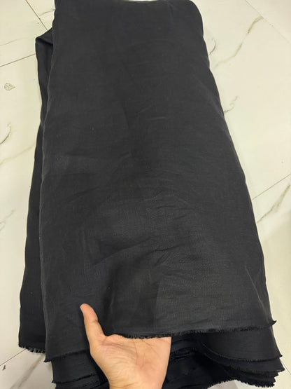Buy Lab Certified Pure Linen Solid Black Fabric