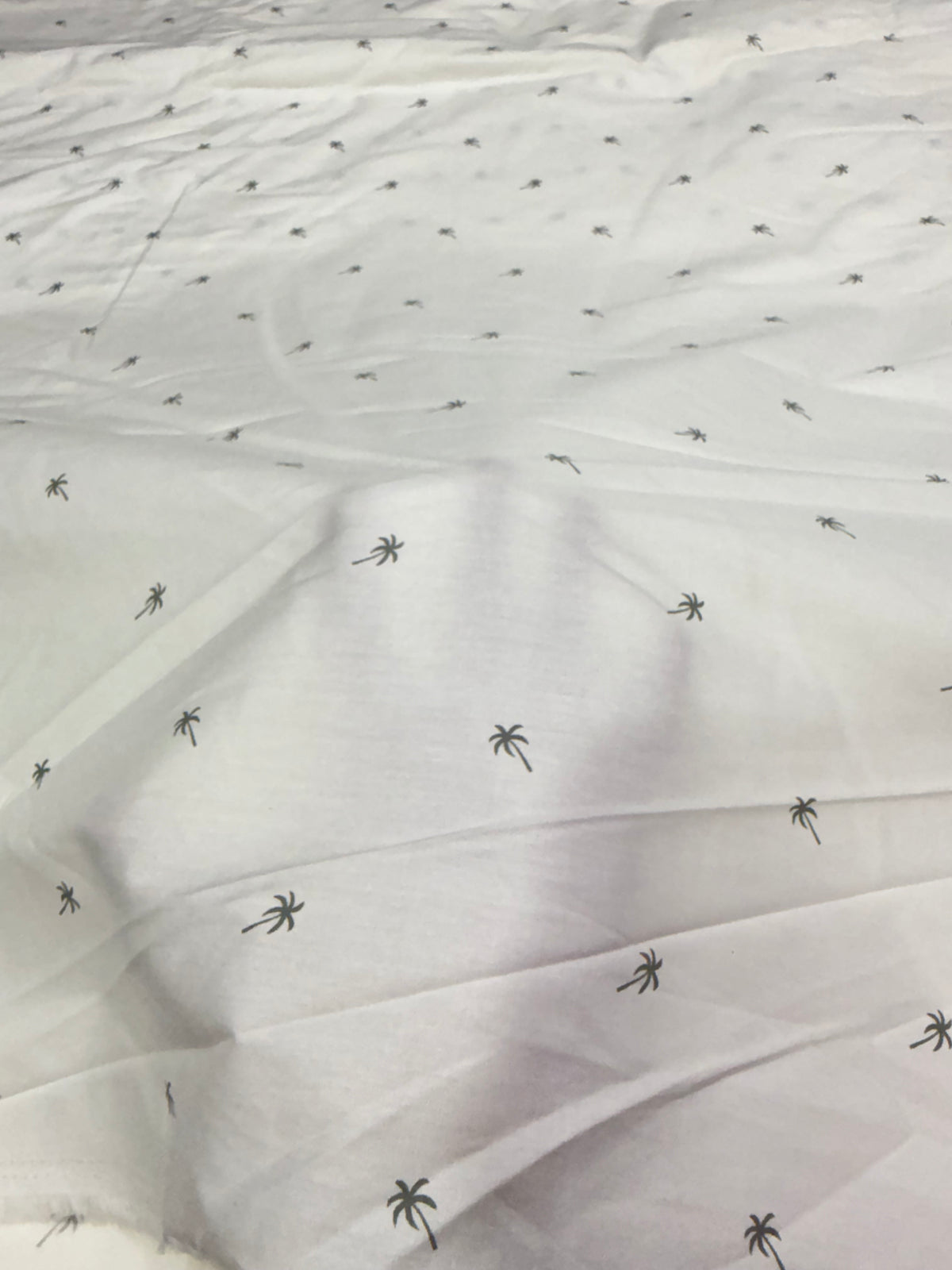 Buy Poplin White Palm Tree Printed Fabric