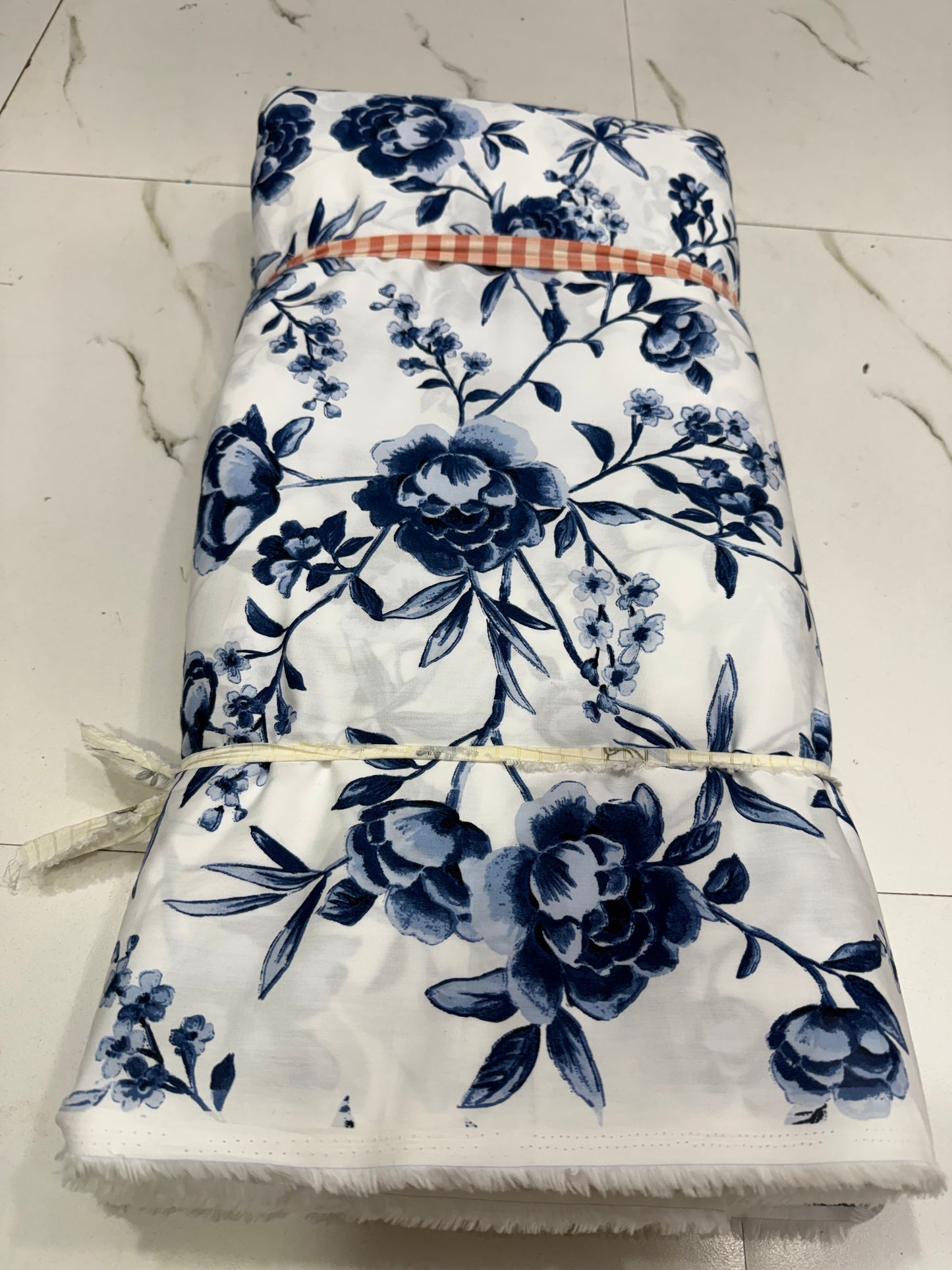Buy Cotton Poplin Blue Flower Printed Fabric