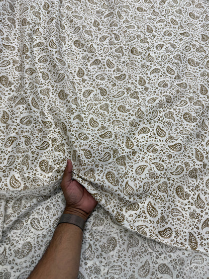 Buy Mul Cotton Coffee Colour Paisley Printed Fabric - MAF