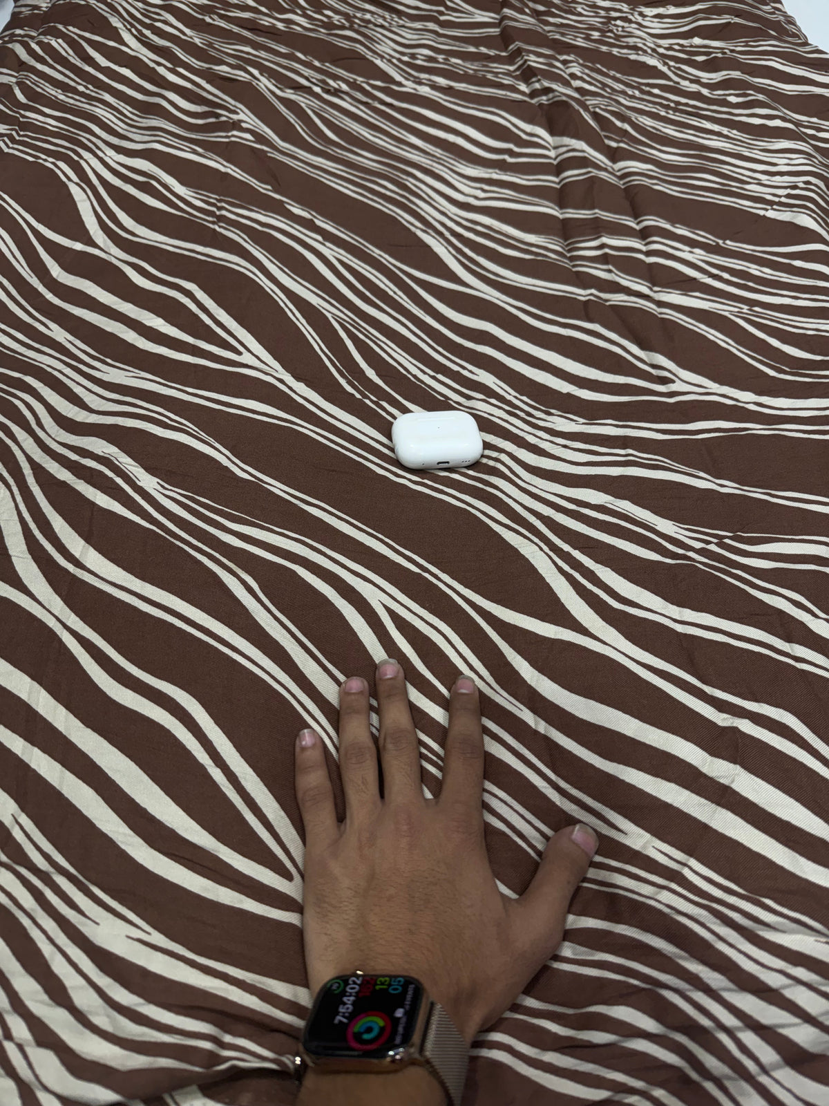 Buy Premium Rayon Printed Brown Cream Wavy Zebra Stripe Fabric