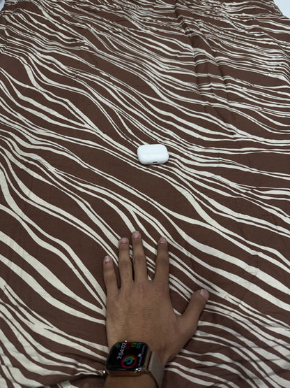 Buy Premium Rayon Printed Brown Cream Wavy Zebra Stripe Fabric